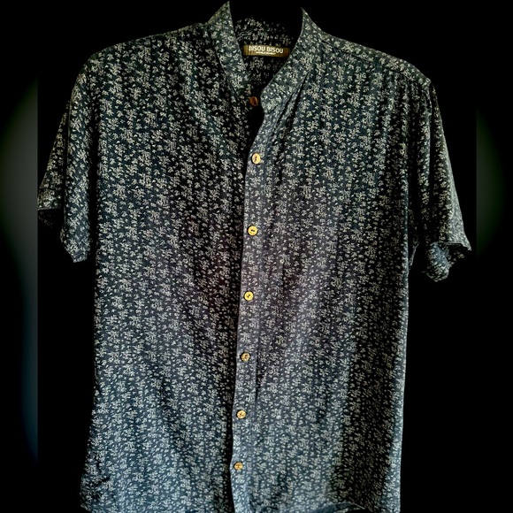 Dark Blue Palm Tree Print Shirt (Size M) - Picture 4 of 7